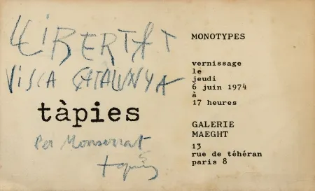 Lithografie Tàpies - Monotypes