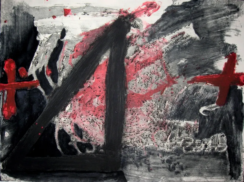 Ets En Aquatint Tàpies - Negre i Roig