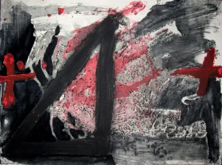 Ets En Aquatint Tàpies - Negre i Roig