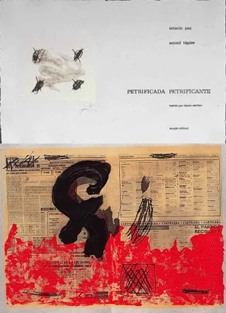 Geïllustreerd Boek Tàpies - Octavio PAZ: PETRIFICADA PETRIFICANTE. 8 gravures originales en couleurs (1978).