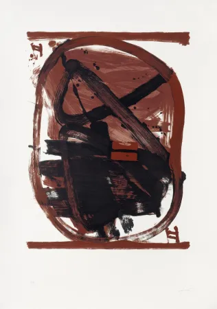Lithografie Tàpies - Ovale rouge et noir