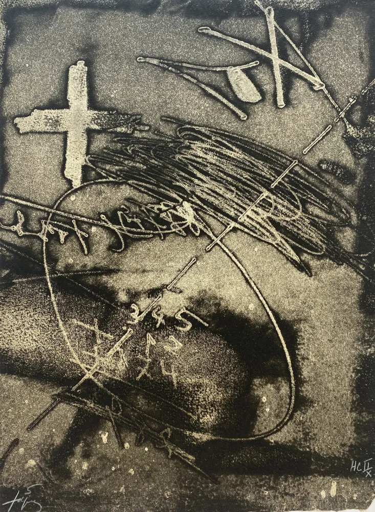 Ets En Aquatint Tàpies - Paroles Peintes (Black and White)