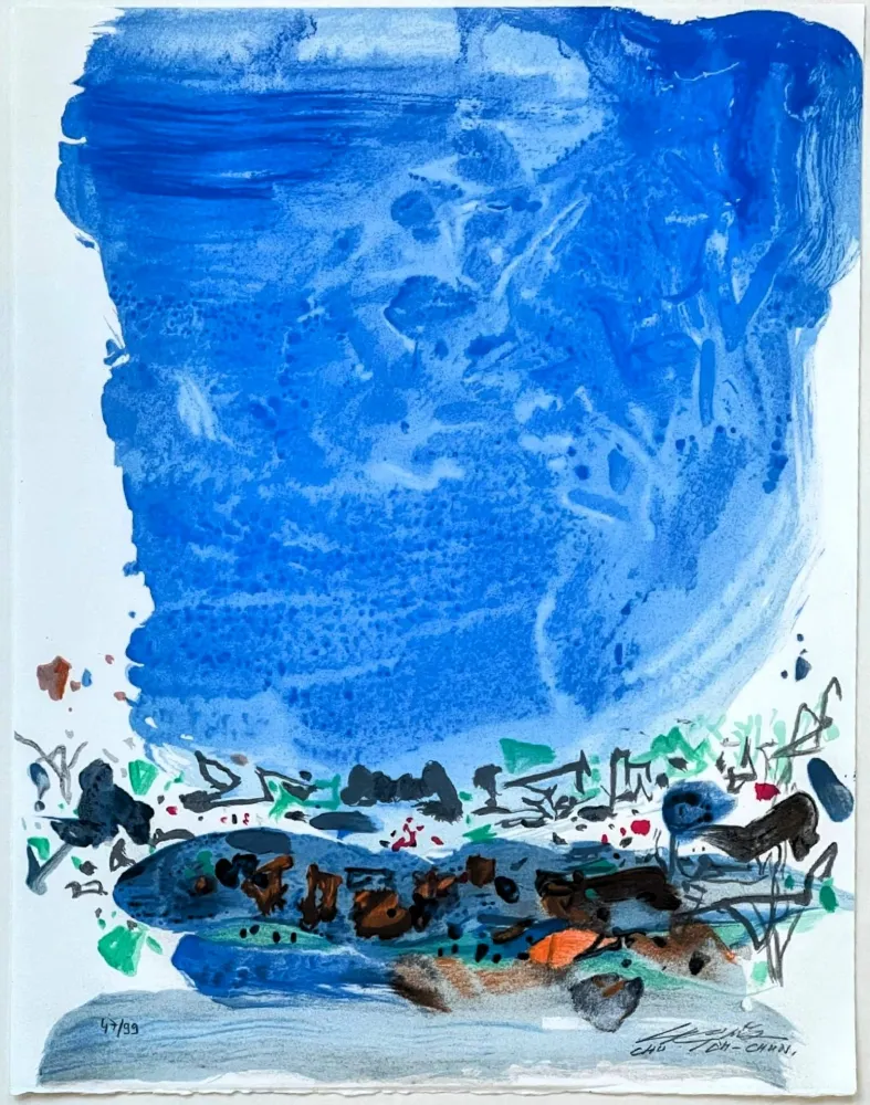 Lithografie Teh-Chun - Saison bleue (Planche III) 