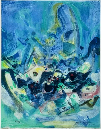 Lithografie Teh-Chun - Saison bleue (Planche V) 