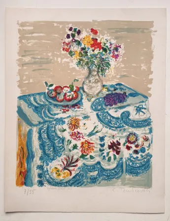 Lithografie Terechkovich - La nappe bleue