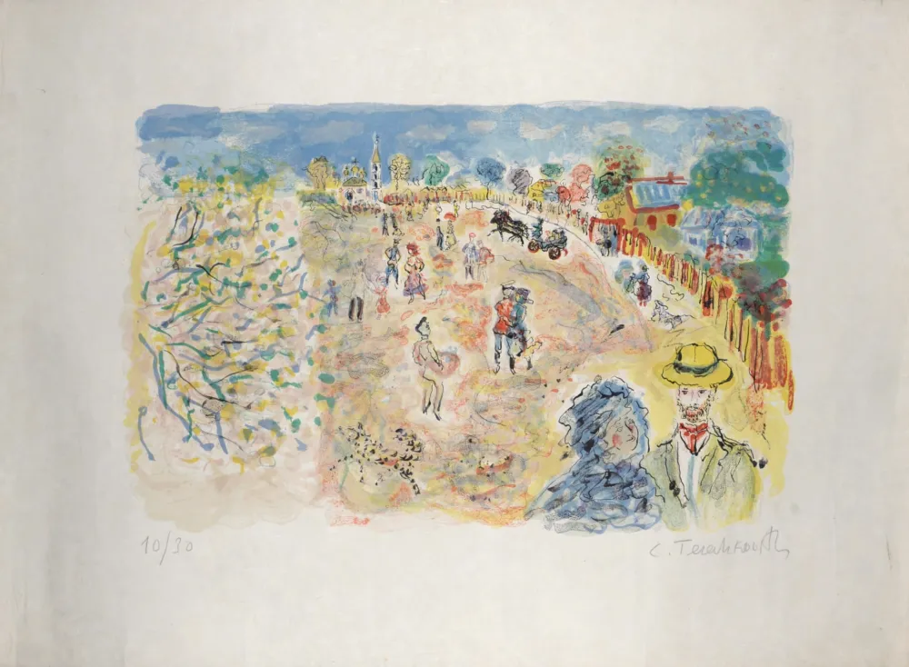 Lithografie Terechkovich - Le parc, circa 1961 - Hand-signed