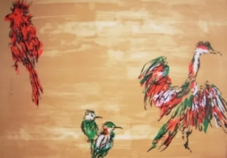 Lithografie Tian-Tian - Treasure birds 3