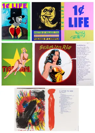 Geïllustreerd Boek Ting - 1¢ LIFE (One Cent Life) by Walasse Ting. Warhol, Lichtenstein, Francis, Mitchell, Indiana, Ramos, Jorn… (1964)