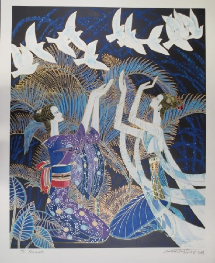 Lithografie Ting - Blue birds