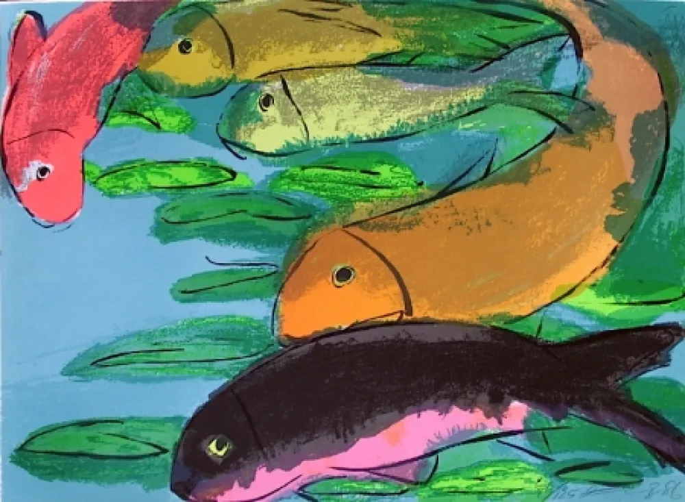 Lithografie Ting - Fisches
