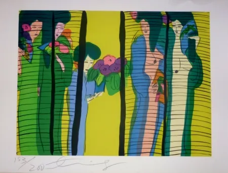 Lithografie Ting - Geishas et fleurs