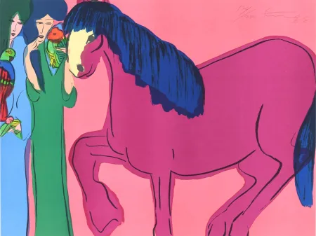 Lithografie Ting - Pink horse