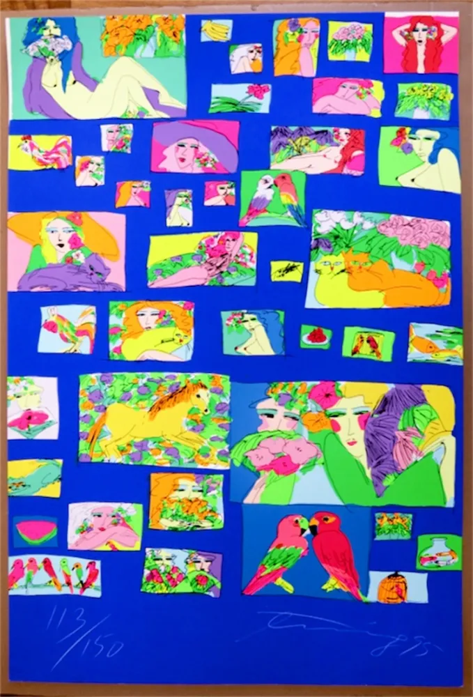 Zeefdruk Ting - Things I like (Fond Bleu) 