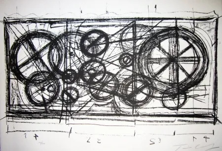 Lithografie Tinguely -  Requiem pour une feuille morte