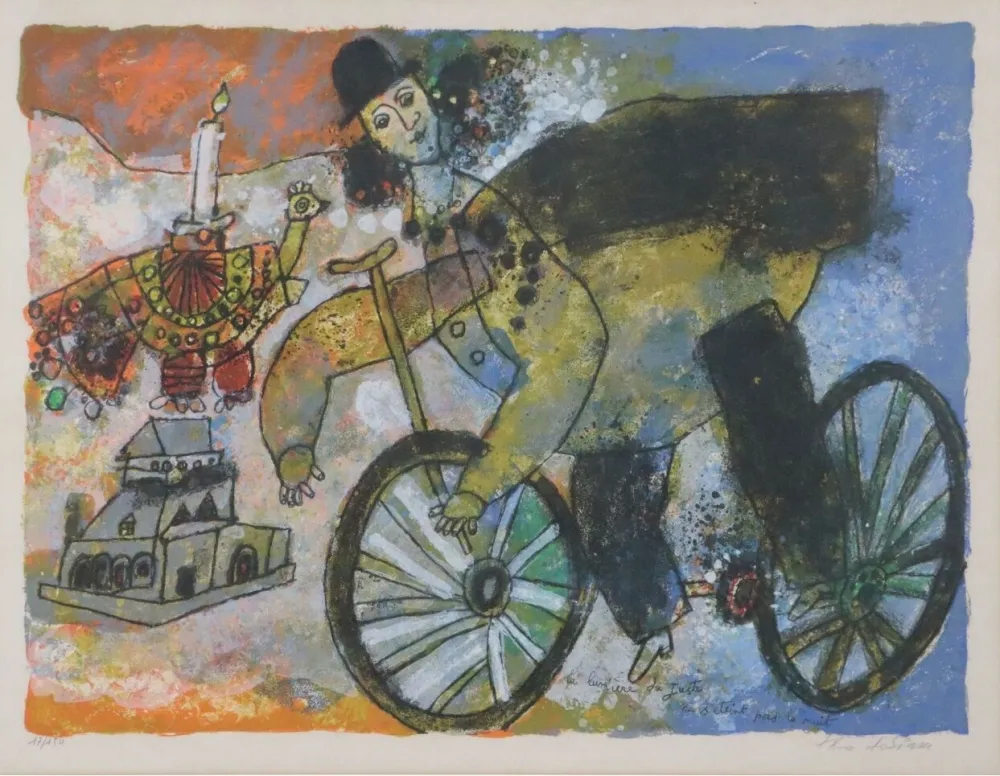 Lithografie Tobiasse - La lumière du Juste ne s'éteint pas la nuit