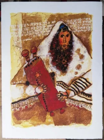 Lithografie Tobiasse - Rabbin - Les Psaumes