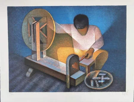 Lithografie Toffoli - Le fileur