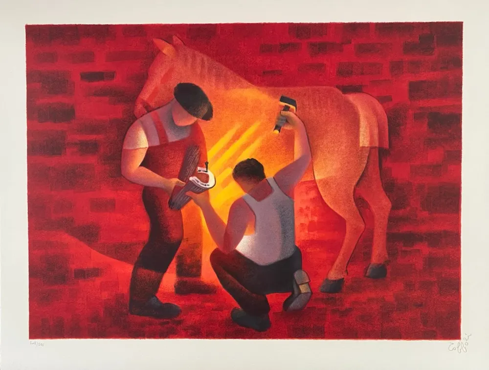 Lithografie Toffoli - Le maréchal-ferrant