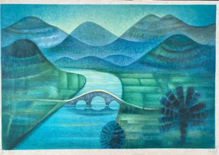 Lithografie Toffoli - Le pont chinois