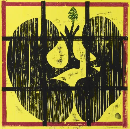 Houtsnede Toguo - Alive in a box 11