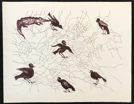 Gravure Toledo - Birds and Crocodile