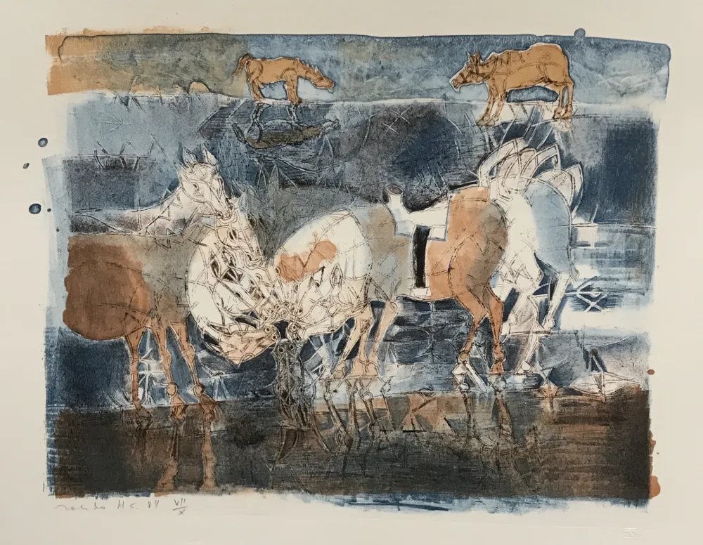 Lithografie Toledo - Horses