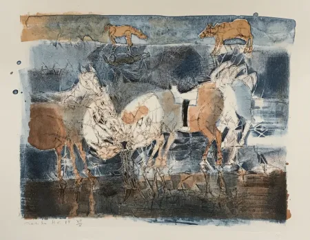 Lithografie Toledo - Horses