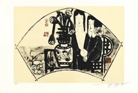 Lithografie Tongzhengang - éventail