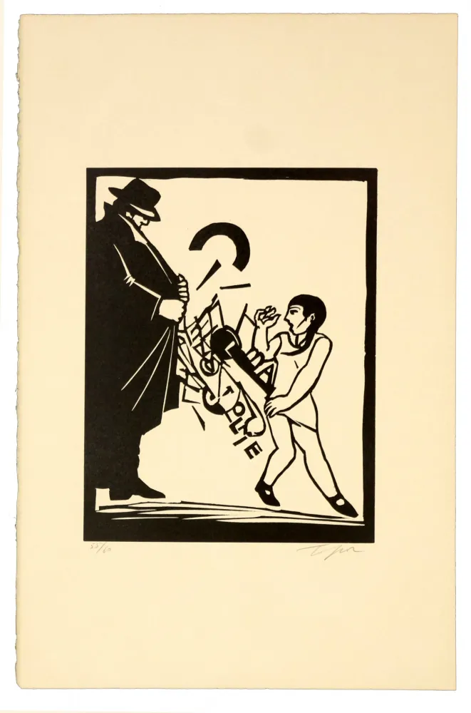 Linosnede Topor - Exhibitionniste cubiste