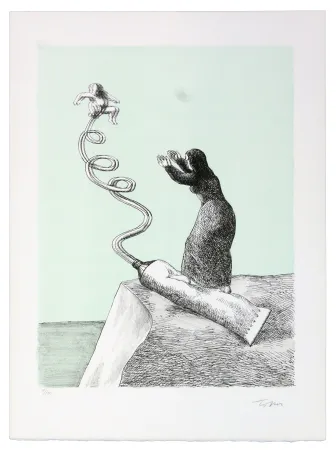 Lithografie Topor - Fugue en tube mineur