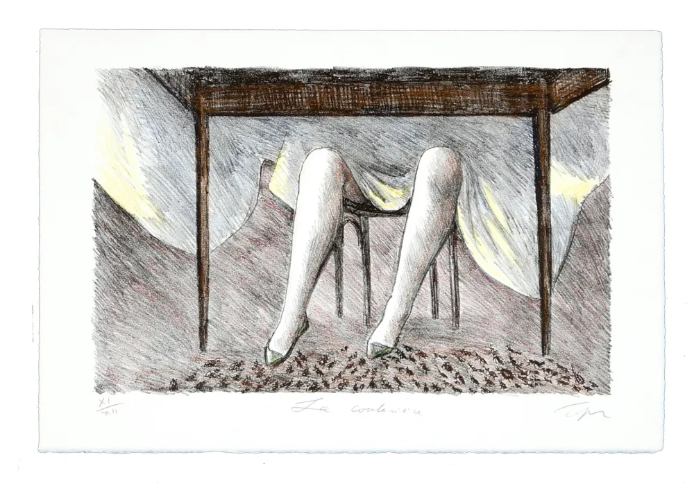 Lithografie Topor - Jeux de table (La couturière)