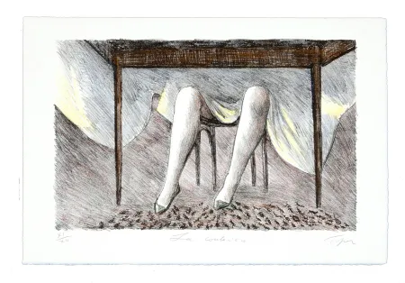 Lithografie Topor - Jeux de table (La couturière)