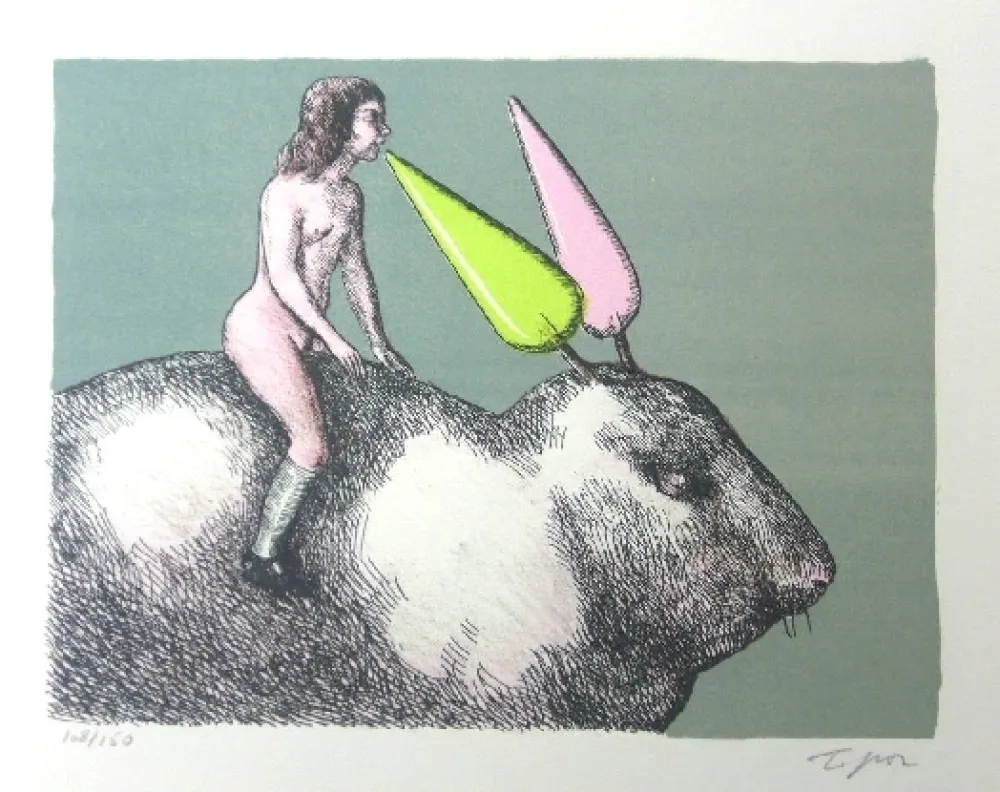 Lithografie Topor - Le lapin