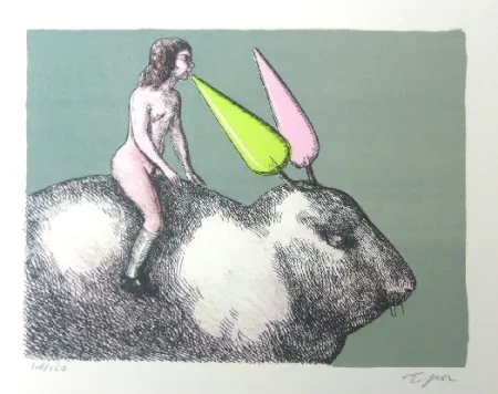 Lithografie Topor - Le lapin