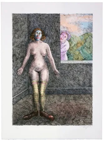 Lithografie Topor - Le valet Silot installa, à Neuilly, chez son maître absent, une femme amusante, puis disparut, emportrant tout, sauf elle