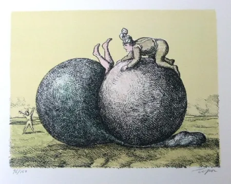 Lithografie Topor - Les boules