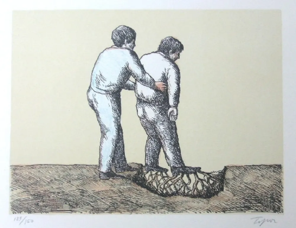 Lithografie Topor - L'Homme Déraciné