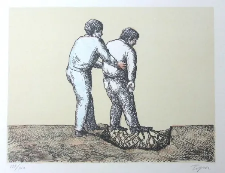 Lithografie Topor - L'Homme Déraciné