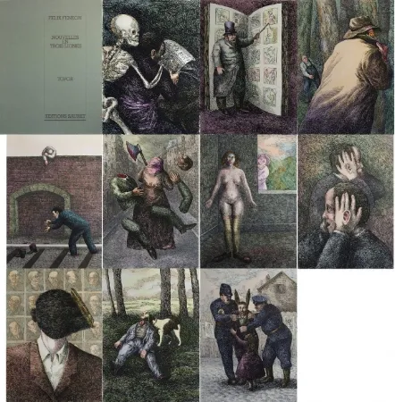 Lithografie Topor - Nouvelles en 3 lignes