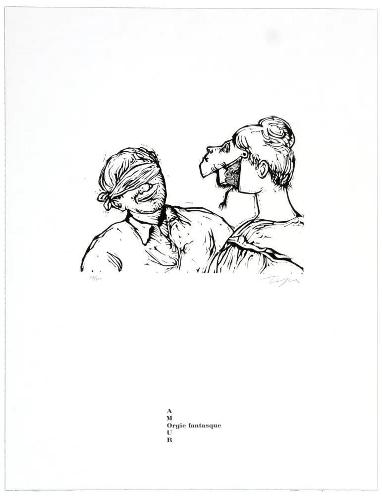 Lithografie Topor - Orgie fantasque 