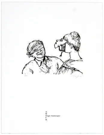 Lithografie Topor - Orgie fantasque 