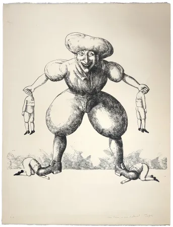 Lithografie Topor - Panique