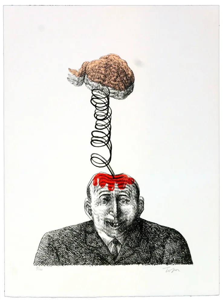 Lithografie Topor - Par-dessus la tête