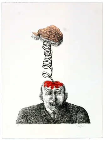 Lithografie Topor - Par-dessus la tête