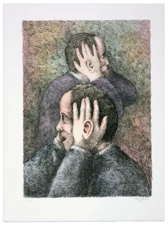 Lithografie Topor - Trop de gens annoncent : 