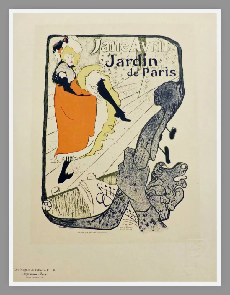Lithografie Toulouse-Lautrec - JANE AVRIL - JARDIN DE PARIS - TOULOUSE LAUTREC