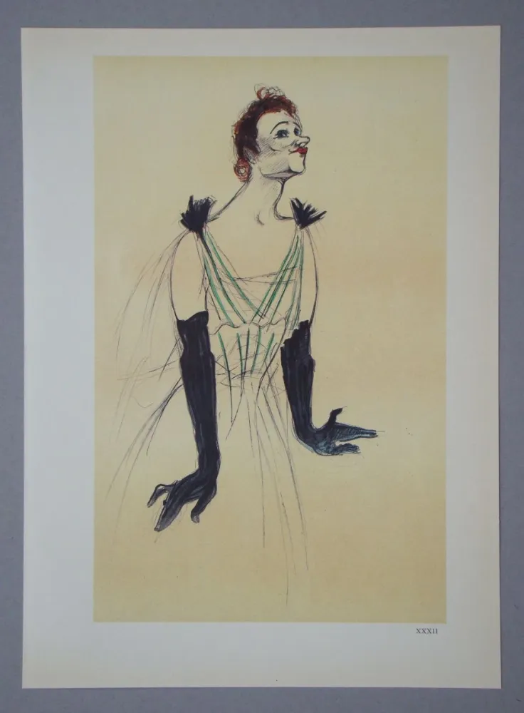 Heliogravure Toulouse-Lautrec - Yvette Guilbert -Maquette d'une affiche