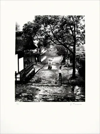 Lithografie Tourenne - Promenade dans la brume - Japon