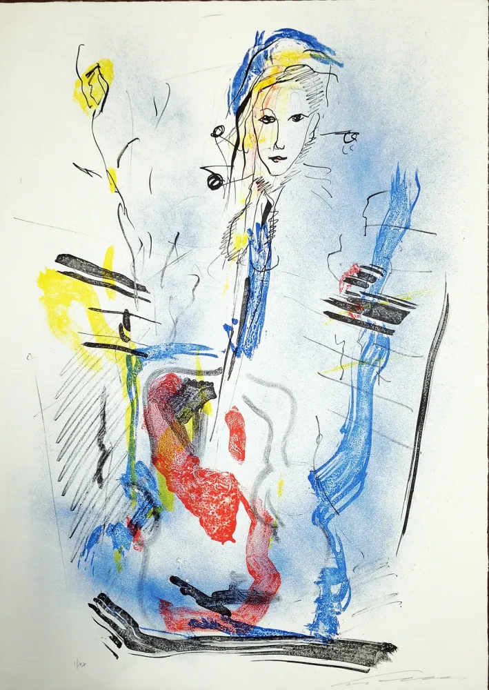 Lithografie Treccani - Donna e violino