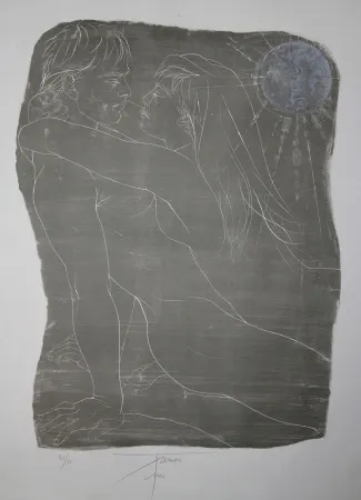 Lithografie Trémois - COUPLE ENLACE / INTERTWINED COUPLE - Lithographie Original / Original Lithograph